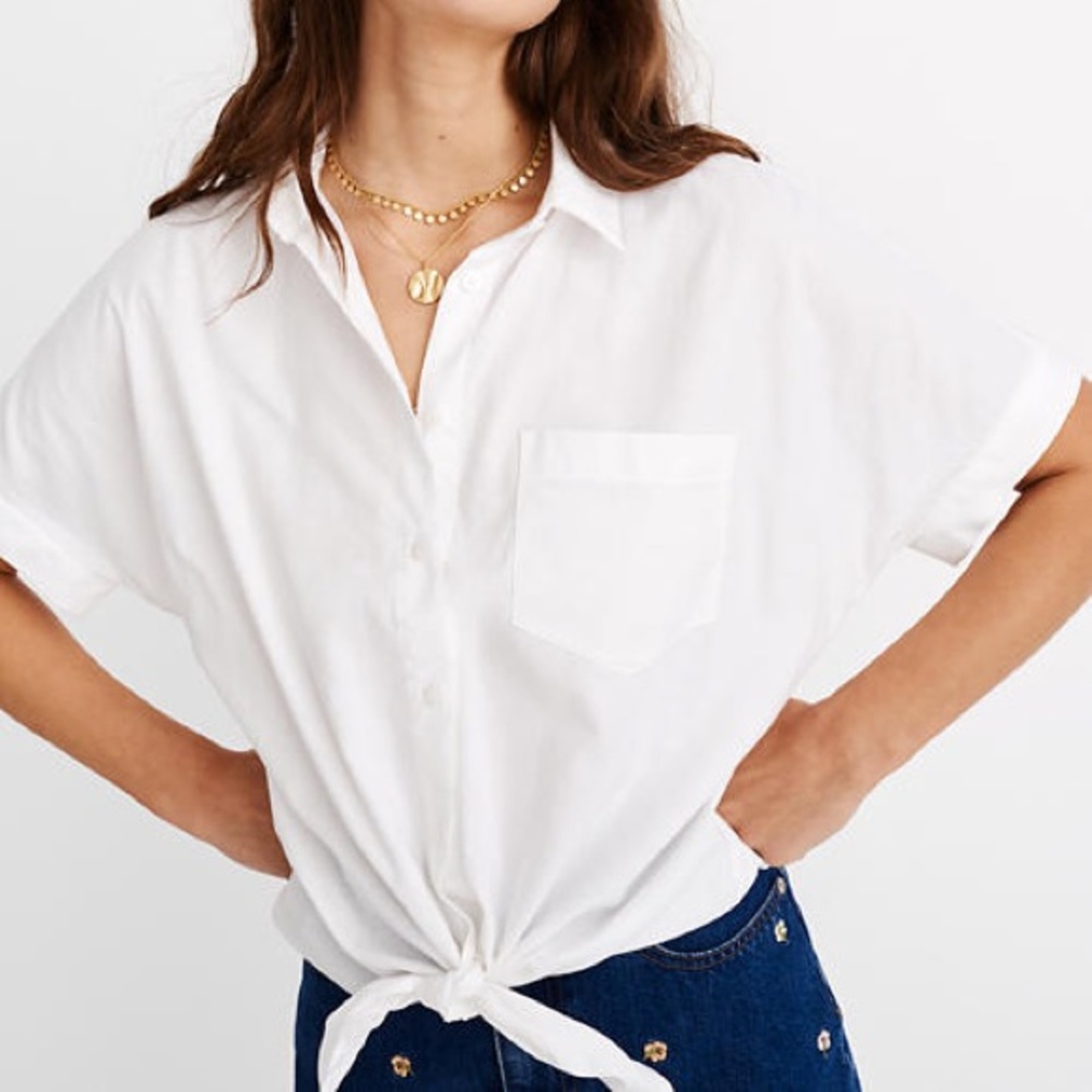 Madewell shirt-sleeve tie-front shirt